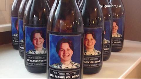 Kid's face on wine for teacher's holiday gift