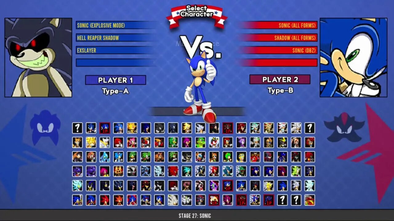 Sonic Explosive VS Sonic all forms & Shadow all forms & Sonic DBZ I Sonic Battle MUGEN HD