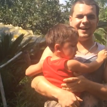Little Boy is Terrified of a Dinosaur Statue