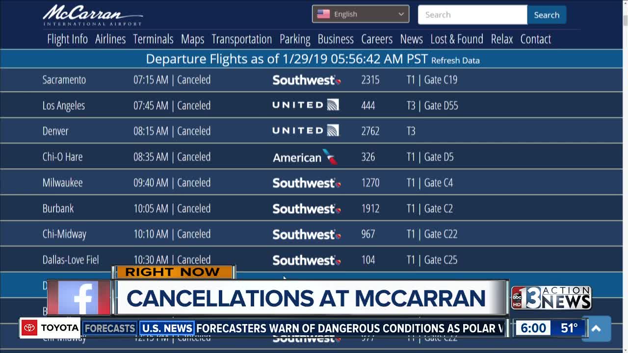 Cancellations at McCarran