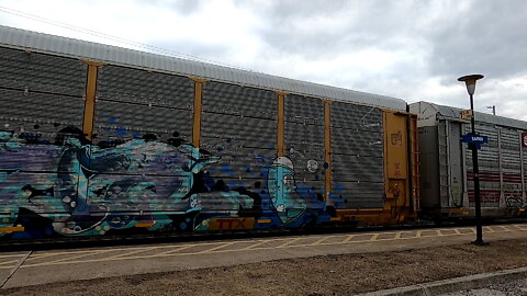 CN 5697 & CN 5610 Engines Autorack Train Eastbound In Ontario