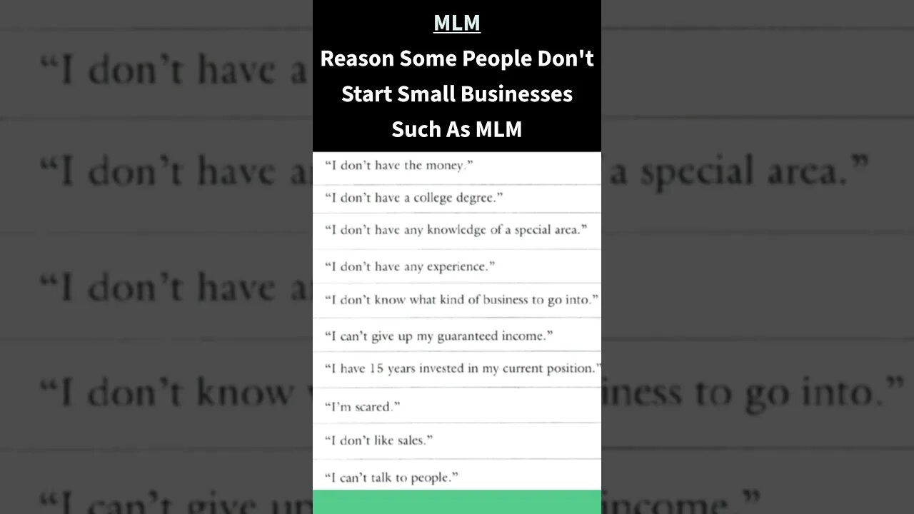 MLM: Reasons Some People Don't Start Small Businesses Such As MLM