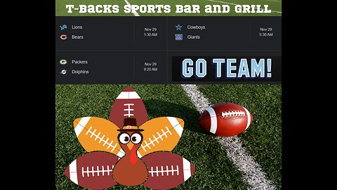 T-Backs Sports Bar and Grill Sports Schedule and Chicken Fajitas special for Friday Nov 29, 2024