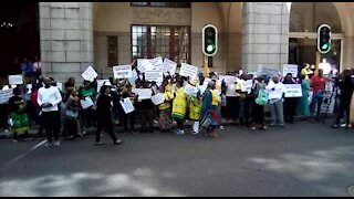 ANC protest outside provincial legislature at Zille's Sopa (zFZ)