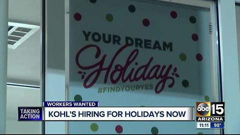 Kohl’s hiring for holiday season