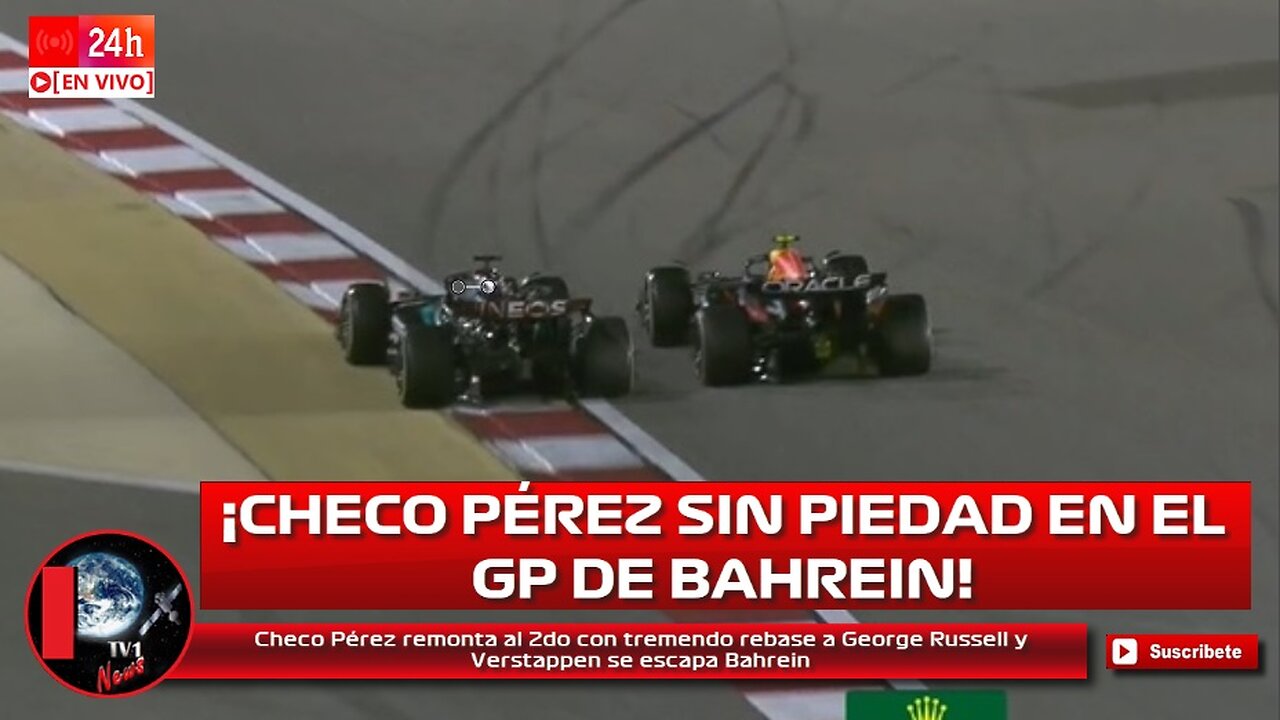 Checo Pérez remonta al 2do con tremendo rebase a George Russell y Verstappen se escapa GP de Bahrein