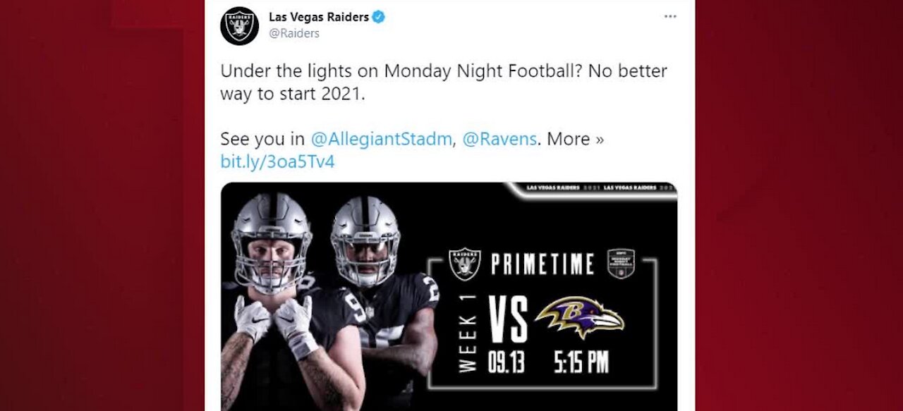 Raiders to kick off season on ABC 13 against Baltimore Ravens