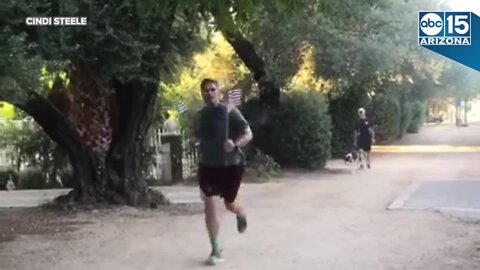 Seen him? Patriotic jogger runs with flags down Bridle Path every morning - ABC15 Digital