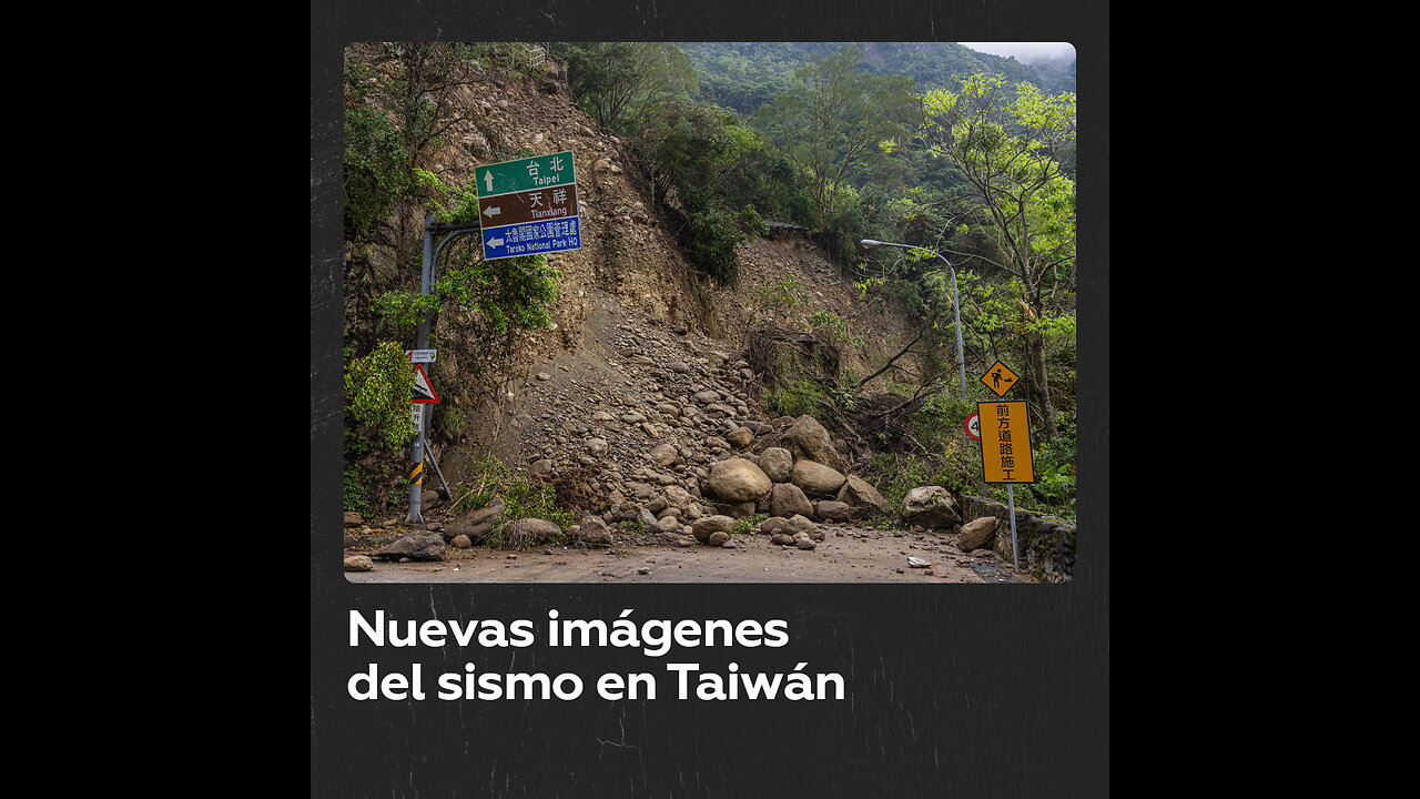 Momento en que coches quedan bloqueados en estructuras de control de aludes durante sismo en Taiwán