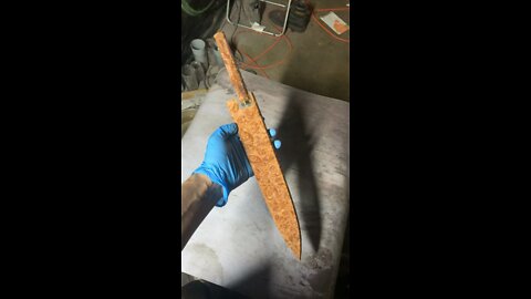 Hand forged Yanagiba and Maple Burl Saya