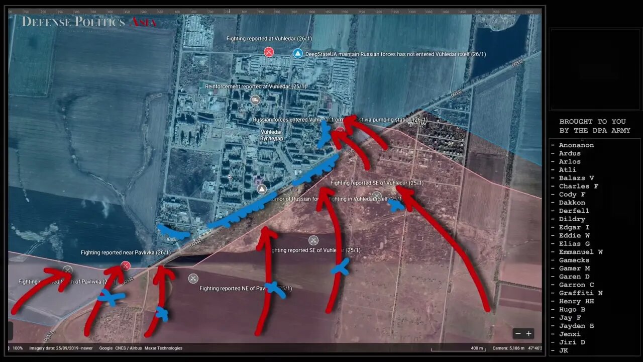 [ Battle of Vuhledar ] Russian forces entered Vuhledar at pumping station, from "dachas" in the East