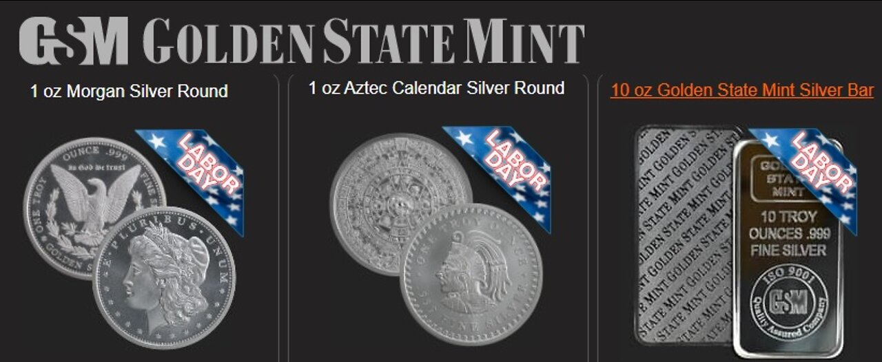 Silver Bar and Silver Rounds Bullion 2022 Labor Day Sale