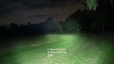 Fenix PD35 V3.0 vs Fenix PD36R Pro 150m Beamshot comparison