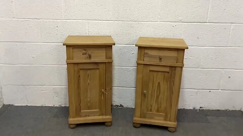 Pair Of Old Pine Bedside Cupboards Drawer And Door (W4209B) @PinefindersCoUk