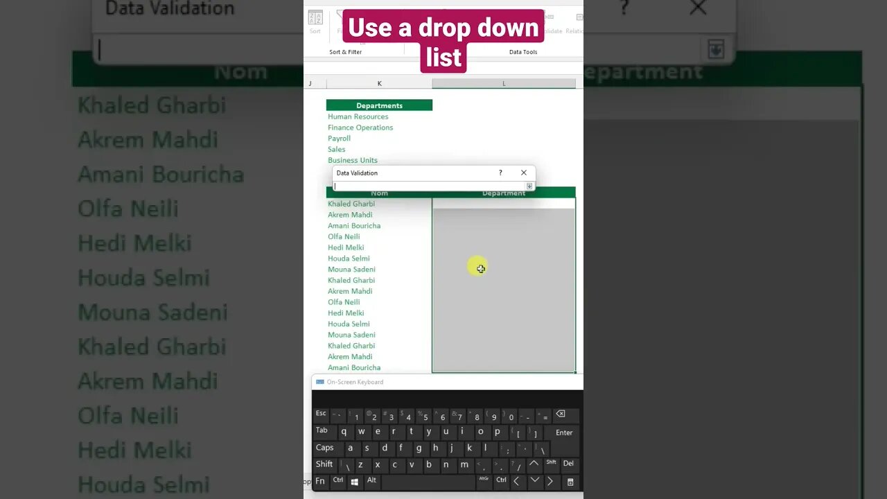 Use a drop down list #excel #تعليم #microsoft #اكسل #microsoftexcel #office #data #datascience