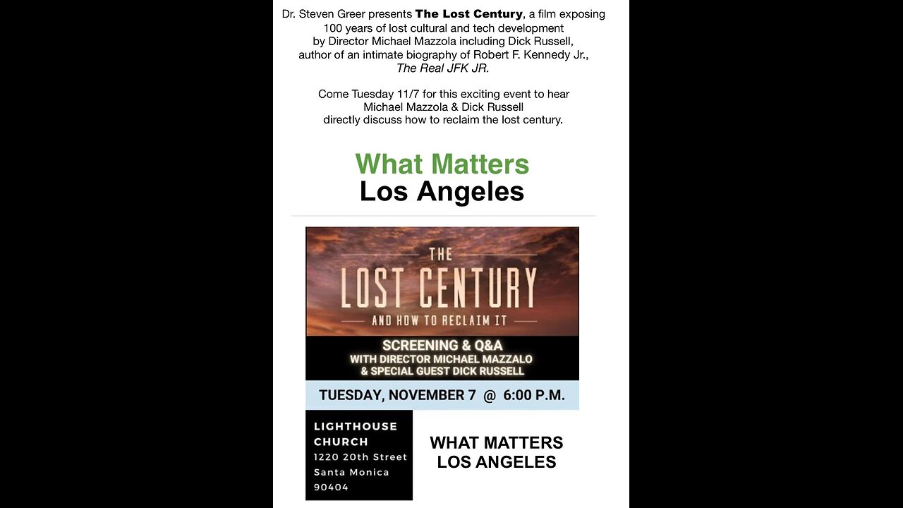 What Matters LA - Michael Mazzola - The Lost Century Q&A