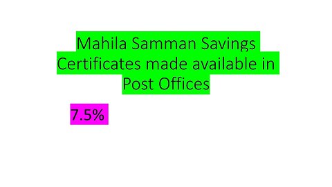 Mahila Samman | Savings Certificates | Post Office