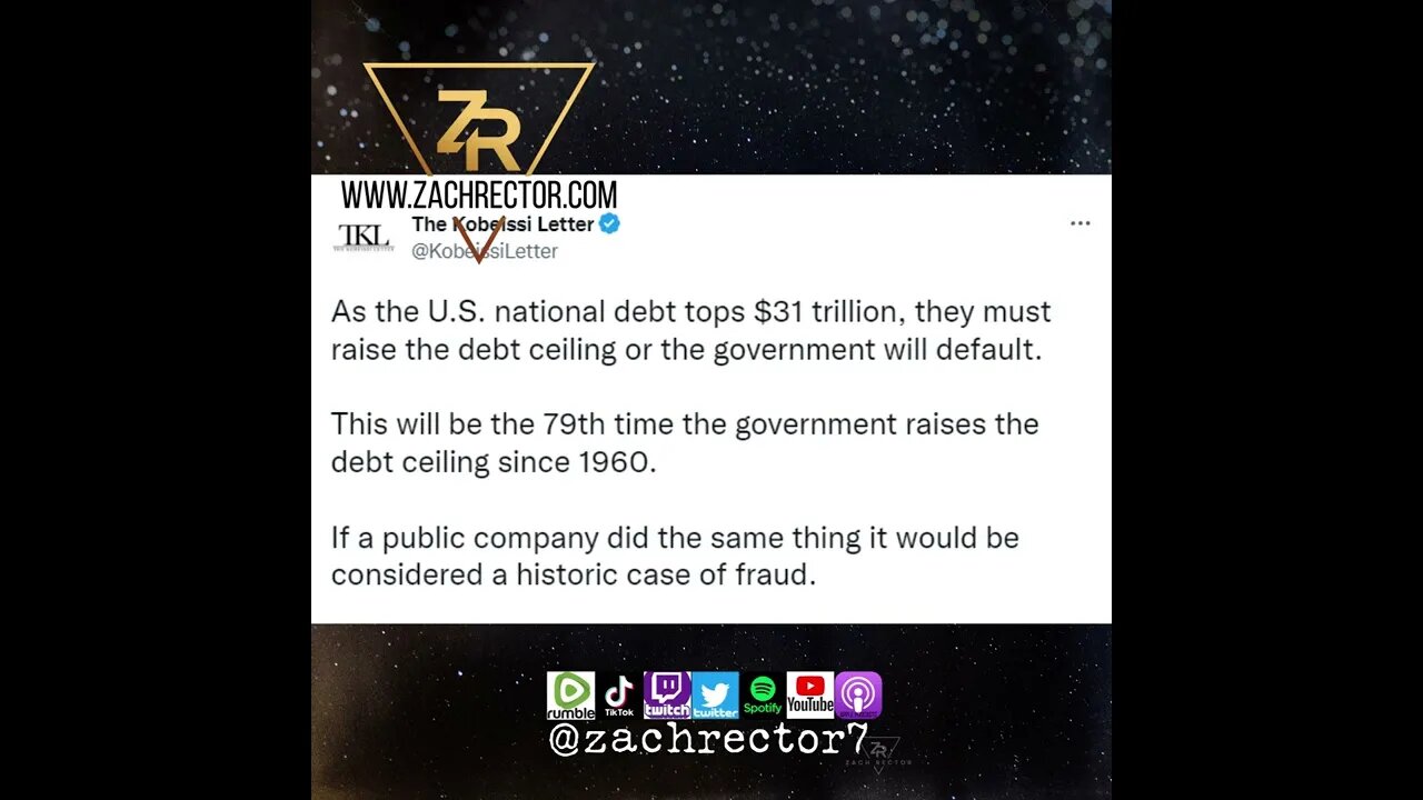 U S National Debt Tops $31 Trillion, This Will Be The 79th Time The Government Raises The Debt Ceil