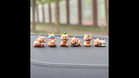 6pcs Resin Car Accessories Cute Bear Creative Car Center Console