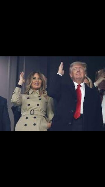 DONALD TRUMP DOING THE TOMAHAWK CHOP GAME 4 AT THE WORLD SERIES. LEFT WING NUTS ARE NOT HAPPY