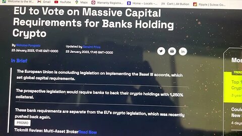THE EUROPEAN UNION REQUIRES BANKS TO HAVE CRYPRO SALES FUND. Woohoo!!