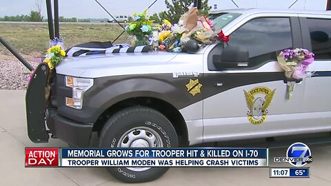 Memorial grows for CSP trooper hit and killed on I-70