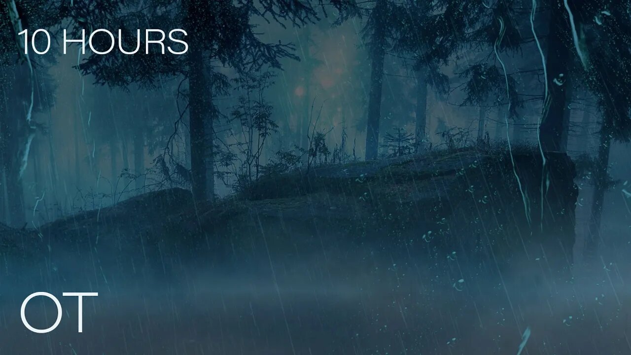 FALL ASLEEP FAST || Thunderstorm in a Blue Forest | Rain & Thunder Ambience | Relax | Study | Sleep