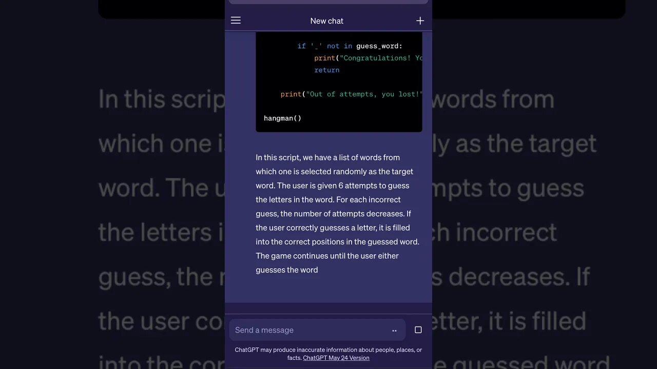 ChatGPT codes a simple Hangman game using Python
