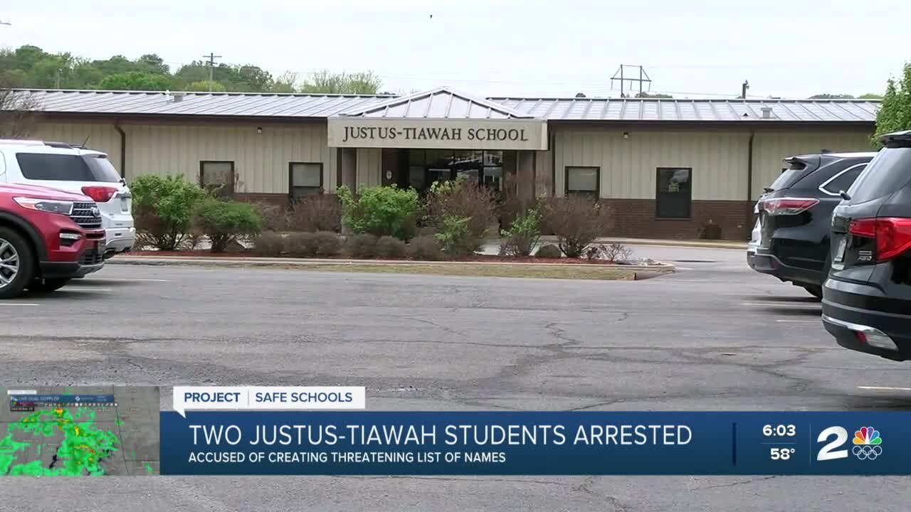 2 Justus-Tiawah junior high students arrested for creating threatening list of names