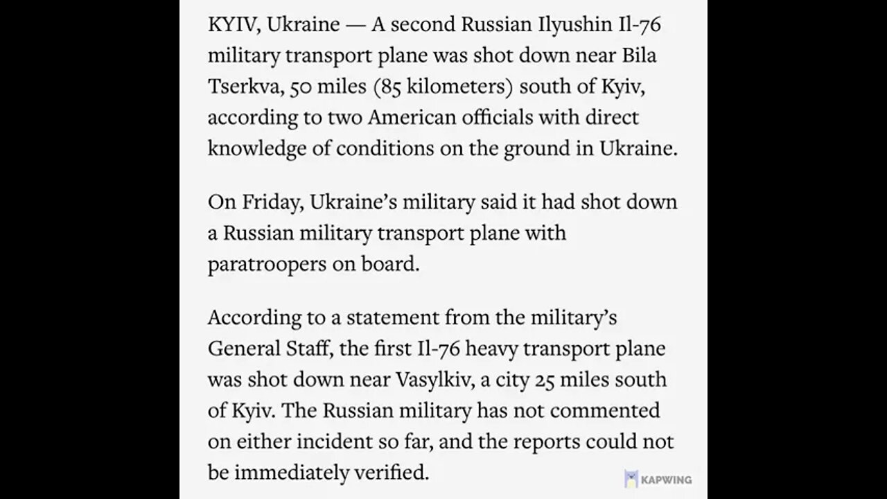 US Officials Confirm 2 IL-76 shot down (no video)