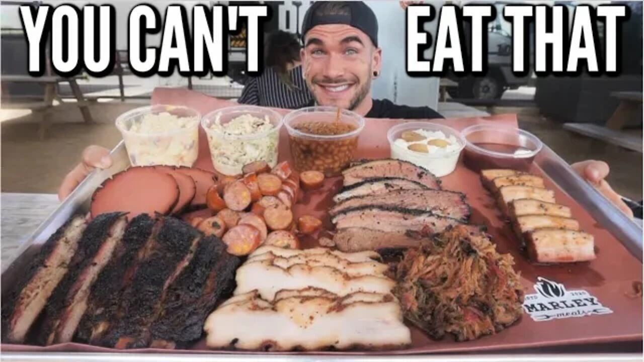 10LB TEXAS BBQ PLATTER CHALLENGE | BRISKET, RIBS SAUSAGE | IN LUBBOCK TEXAS | MAN VS FOOD