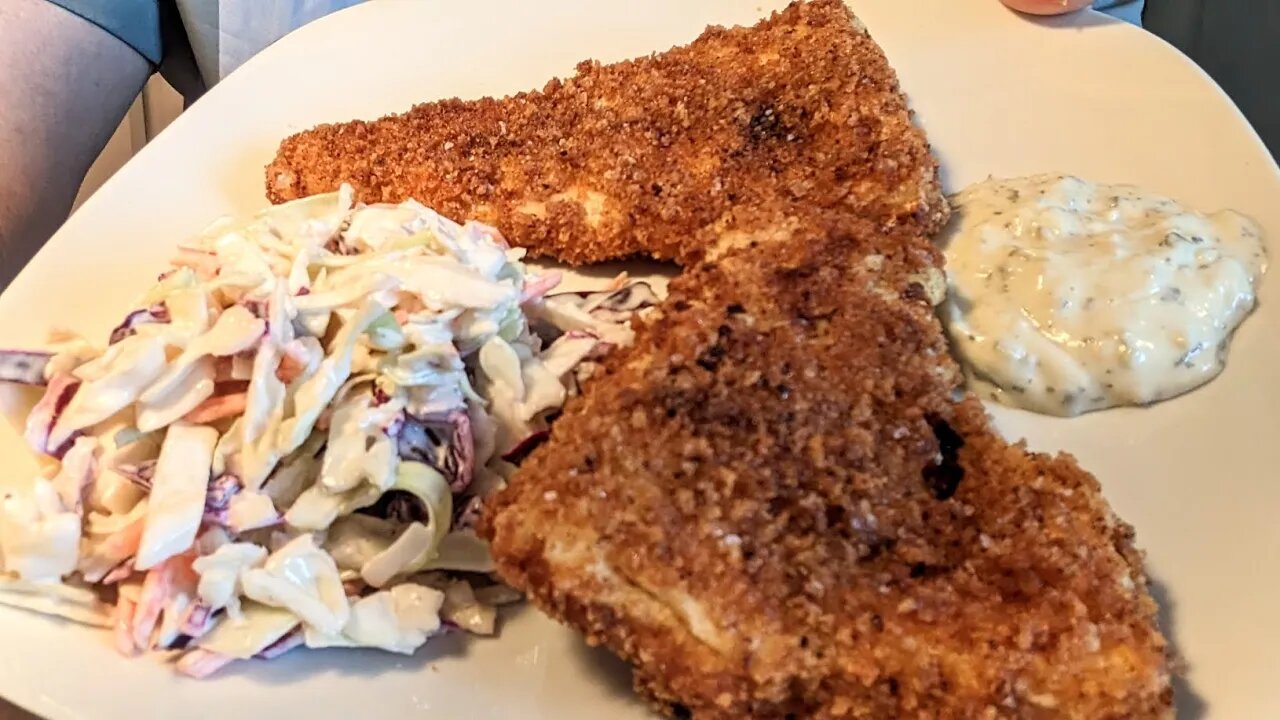 4-27-2023 (1/3 shorts) Panko Fried Cod with Spicy Coleslaw