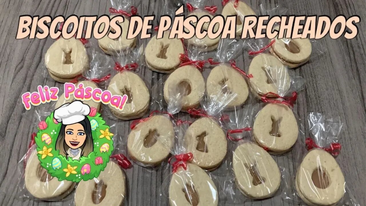 Biscoitos de Páscoa Recheados com doce de Leite - Biscoitos deliciosos que desmancham na boca