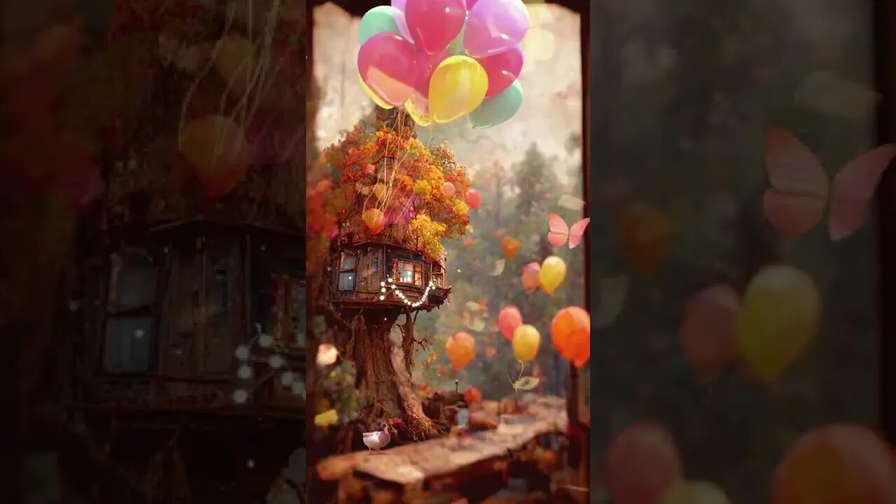 Balloon Treehouse 🎈🌲 #cottagecore #treehouse #ai #art #midjourney