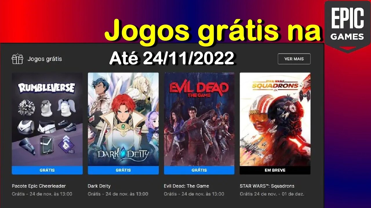 Jogos grátis: Evil Dead; Dark Deity; Rumbleverse: Pacote Epic Cheerleader; - Epic Games