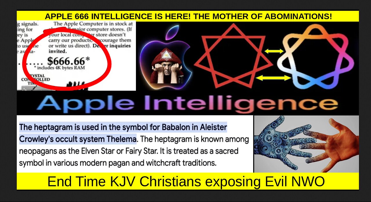 APPLE 666 INTELLIGENCE IS HERE! THE MOTHER OF ABOMINATIONS!