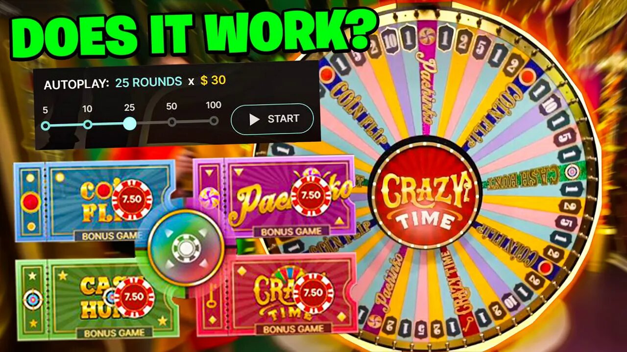 I USED AUTO-PLAY 25 TIMES ON CRAZY TIME! (DOES IT WORK? #2)