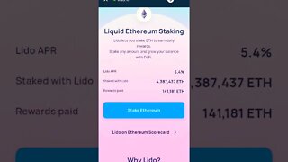 LIDO FINANCE ETH STAKING REWARDS #staking #stakingrewards #stakingcrypto #ethereum #lidofinance
