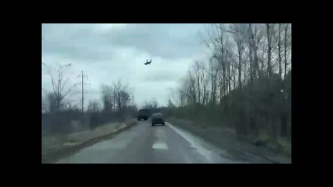 ★★★ A Russian Ka-52 helicopter escorting a Russian military column in Kyiv Oblast