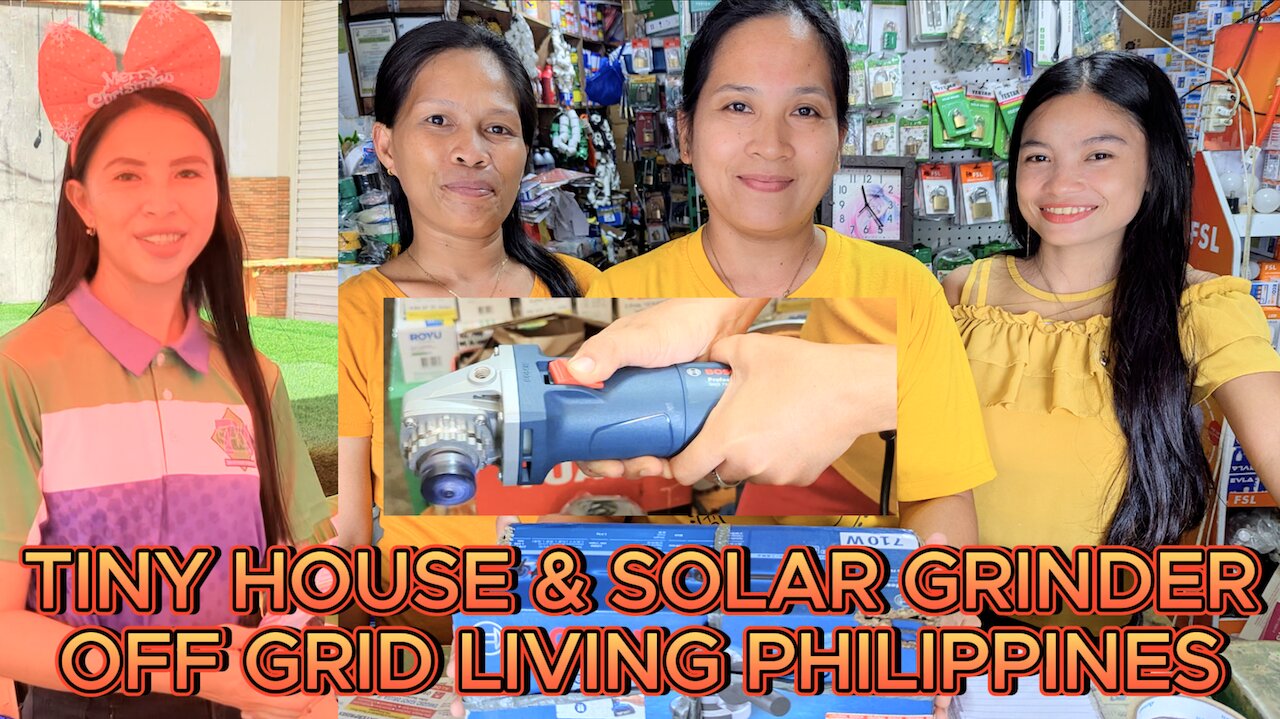 🇵🇠Buying Mahogany Tiny House Build Materials. New Solar Powered Grinder OFF GRID LIVING PHILIPPINES