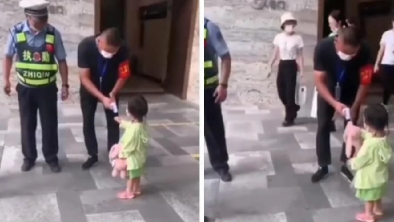 Toddler reminds security guard about her temperature check in this video || #Kids & Babies #Funny