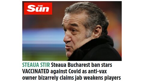 Romania's top soccer club, Steaua Bucharest, bans VAXXED athletes from playing!