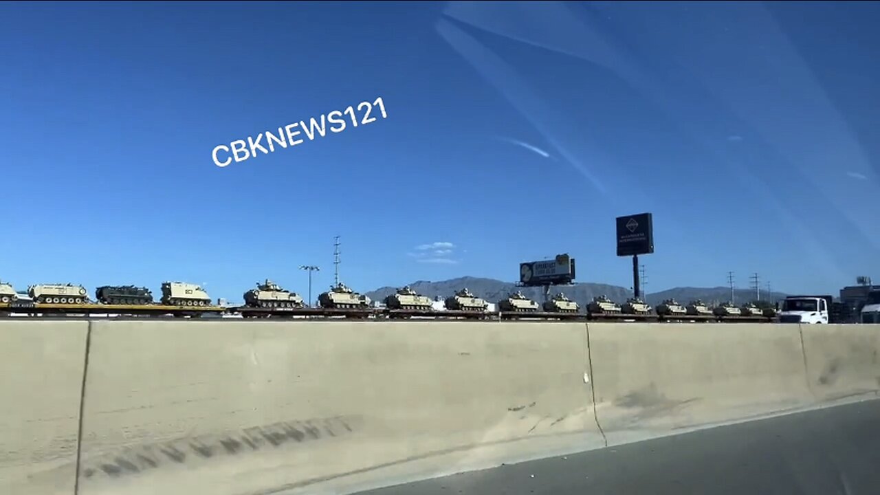 Major military movement of tanks heading east in California