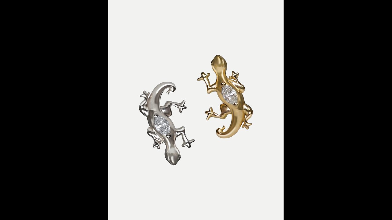 SALAMANDER DIAMOND EAR PIERCING STUD 18K SOLID GOLD CURATED EAR JEWELLERY LENA COHEN LONDON