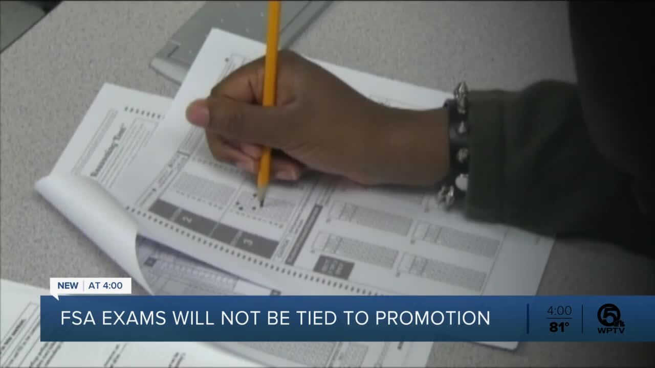 FSA scores won't be tied to student promotion or high school graduation, officials say