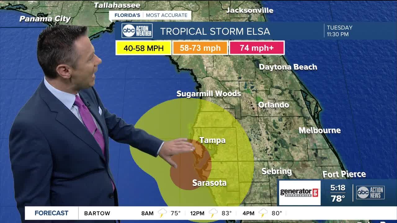 Hurricane Watch issued for parts of Tampa Bay area ahead of Elsa