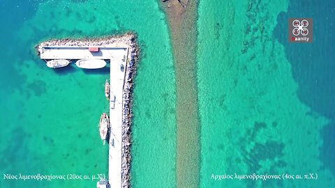 Drone footage shows two ports side-by-side, but 2,500 years apart