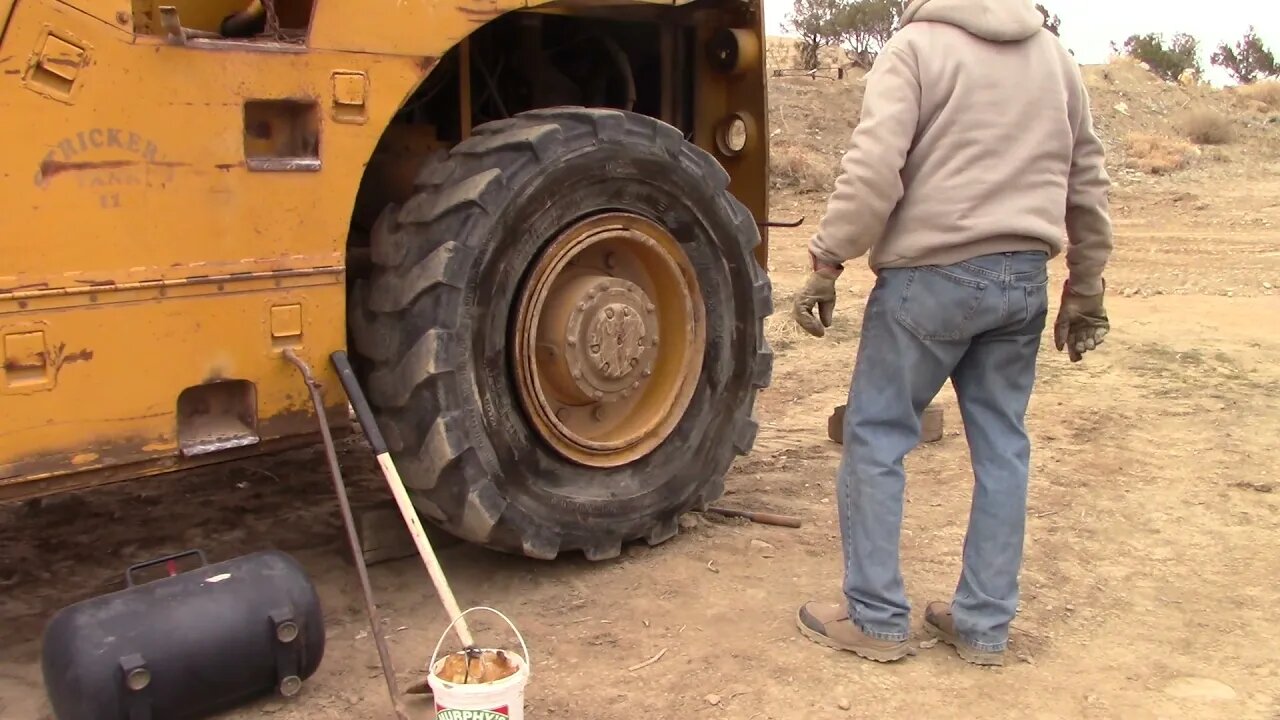 Split Rim Tire Repair On Rough Terrain Forklift