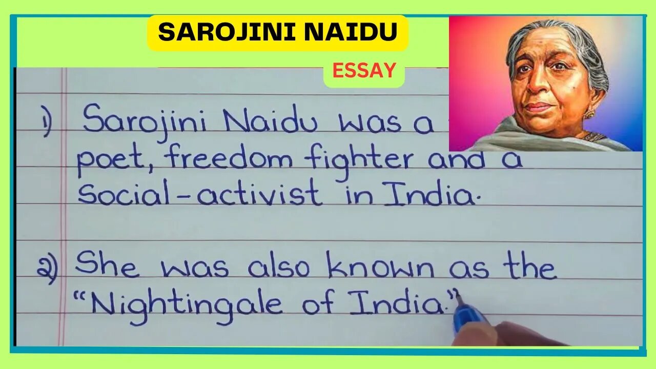 10 lines essay on SAROJINI NAIDU #knowledge #sarojininaidu #gk