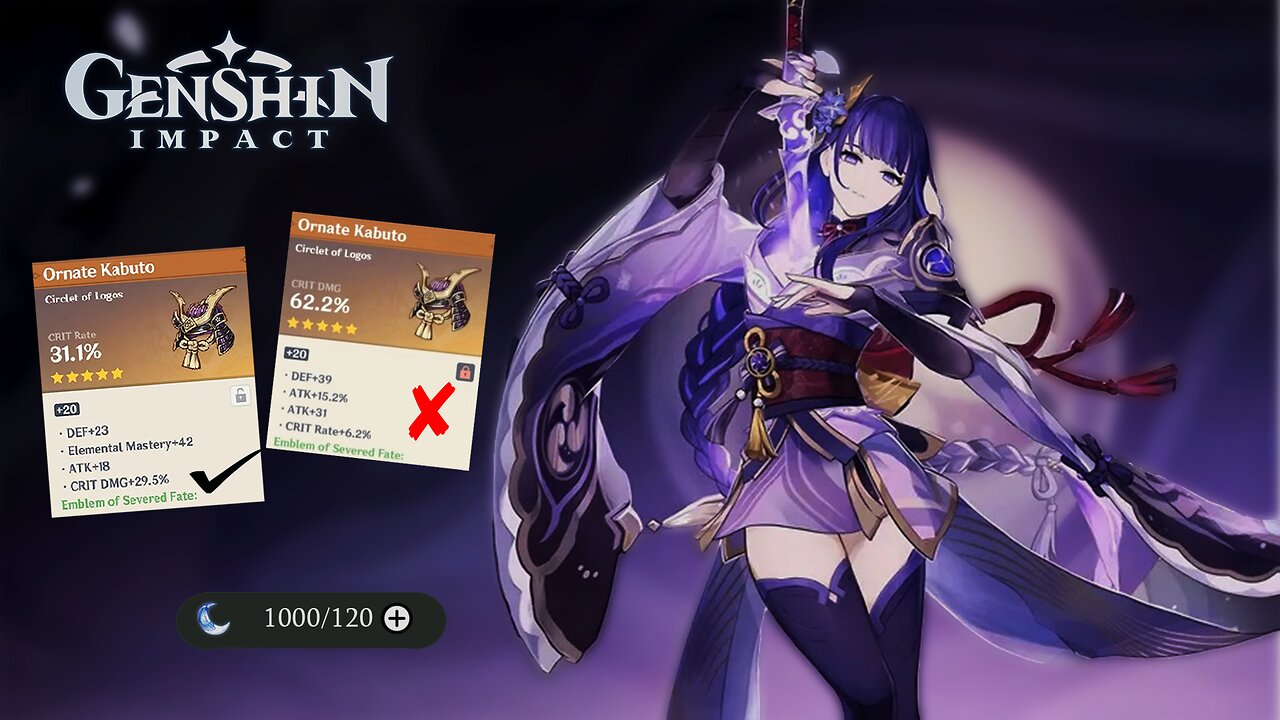 1000 Resin for Raiden Shogun Artifacts // Genshin Impact